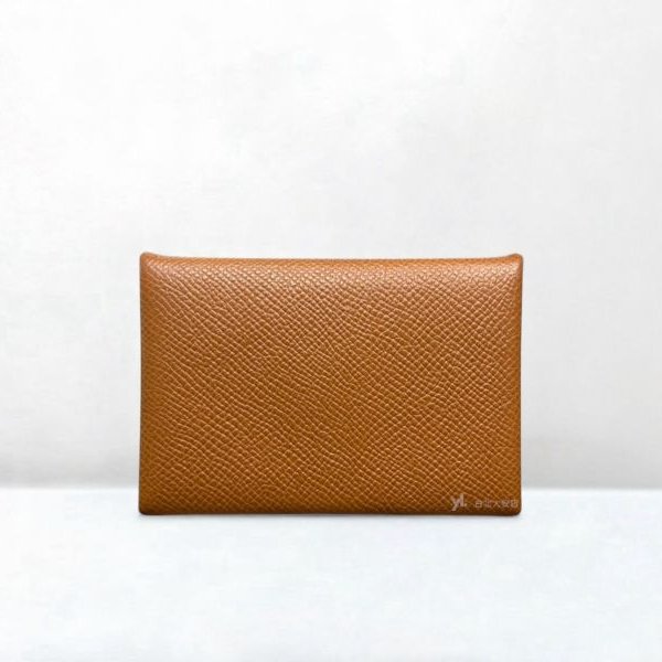 A12896-HERMES Calvi 金棕色對開釦式卡夾-0