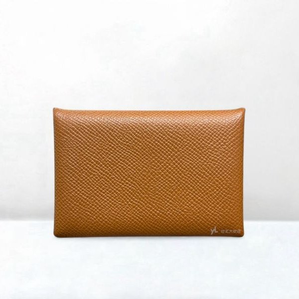 A12896-HERMES Calvi 金棕色對開釦式卡夾-3