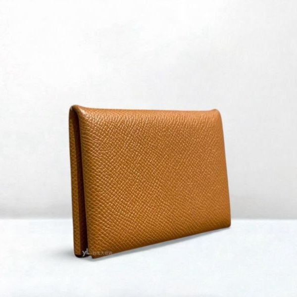 A12896-HERMES Calvi 金棕色對開釦式卡夾-5