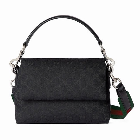 Gucci 男女同款 飾織帶小號GG斜挎包均碼碼小號、19cm*7cm*15cm