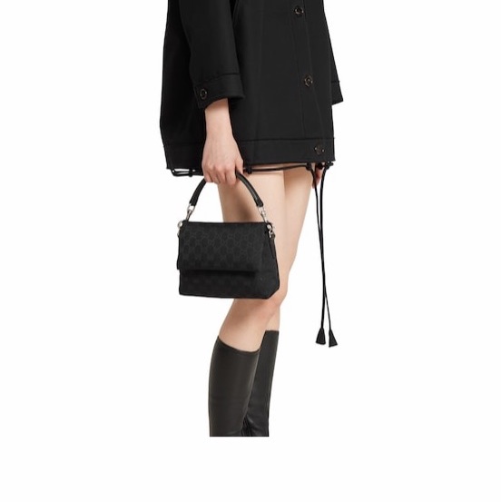 Gucci 男女同款 飾織帶小號GG斜挎包均碼碼小號、19cm*7cm*15cm-8