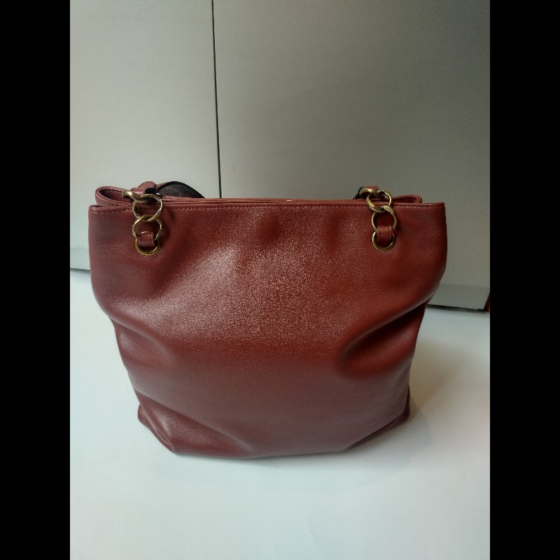 Chanel 雙肩帶磚色皮革直式托特包-1