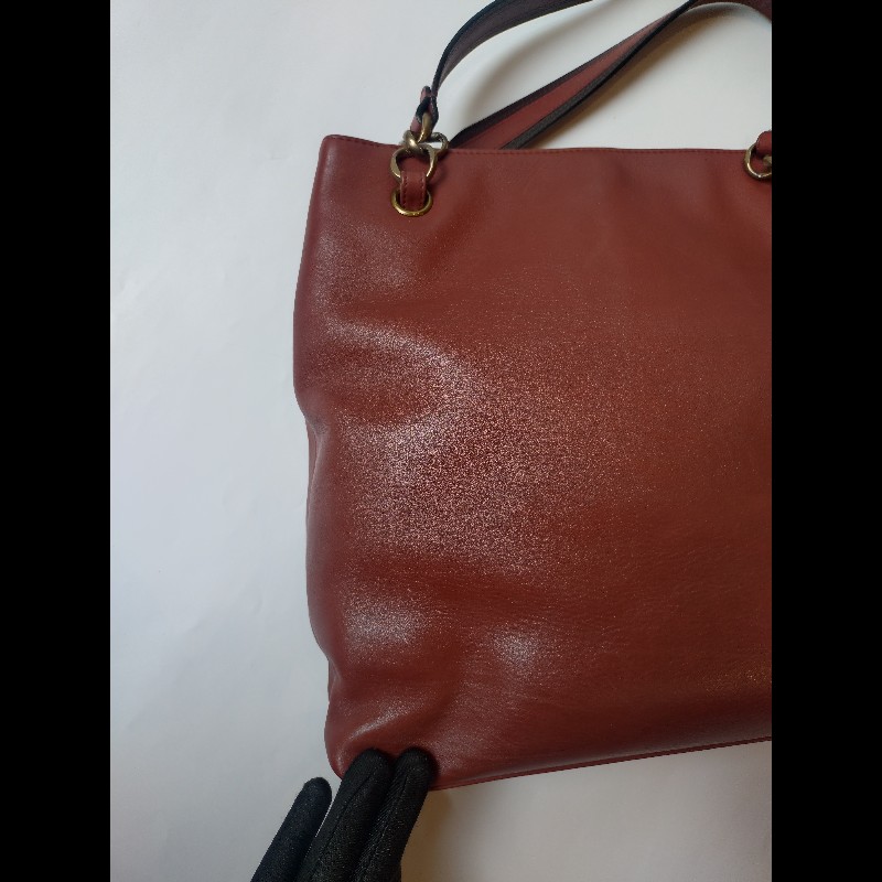 Chanel 雙肩帶磚色皮革直式托特包-10