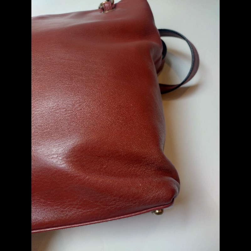 Chanel 雙肩帶磚色皮革直式托特包-13