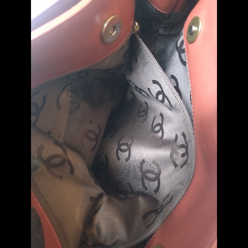 Chanel 雙肩帶磚色皮革直式托特包-29