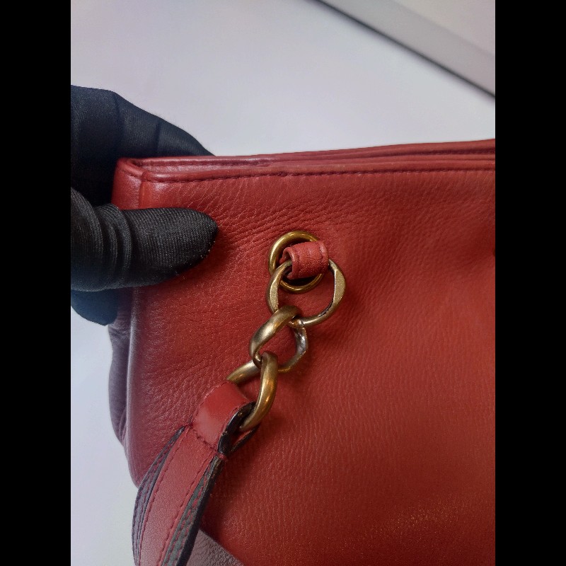 Chanel 雙肩帶磚色皮革直式托特包-33