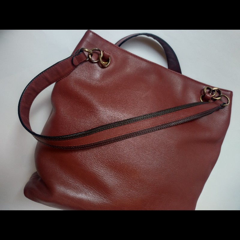 Chanel 雙肩帶磚色皮革直式托特包-37