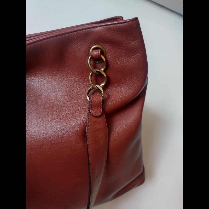 Chanel 雙肩帶磚色皮革直式托特包-38