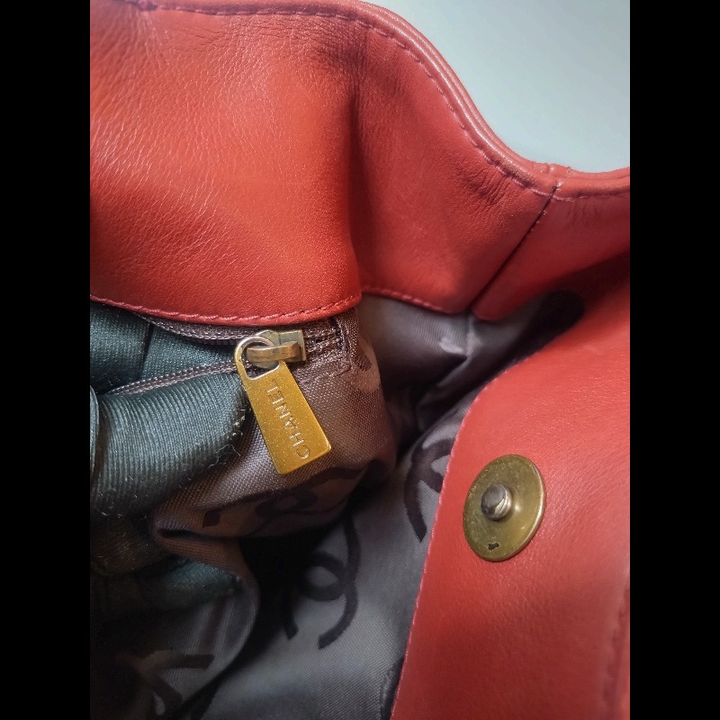 Chanel 雙肩帶磚色皮革直式托特包-41
