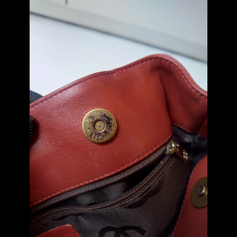 Chanel 雙肩帶磚色皮革直式托特包-43