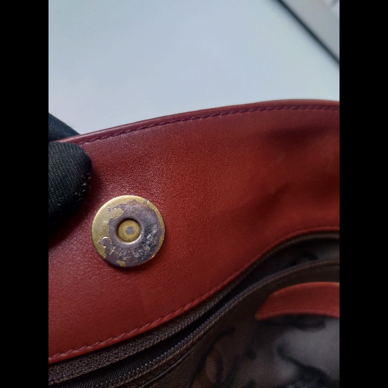 Chanel 雙肩帶磚色皮革直式托特包-45
