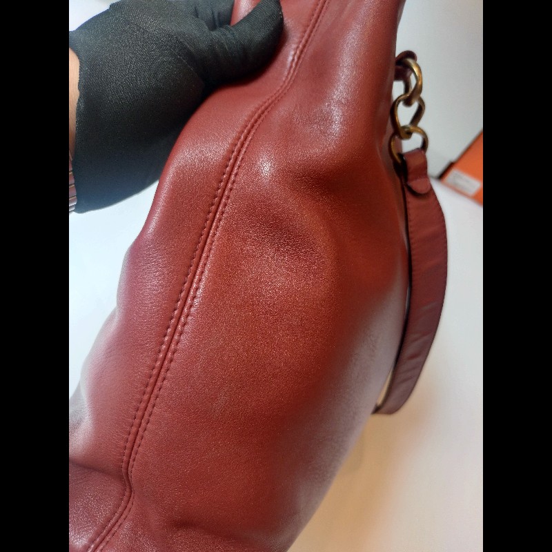 Chanel 雙肩帶磚色皮革直式托特包-50