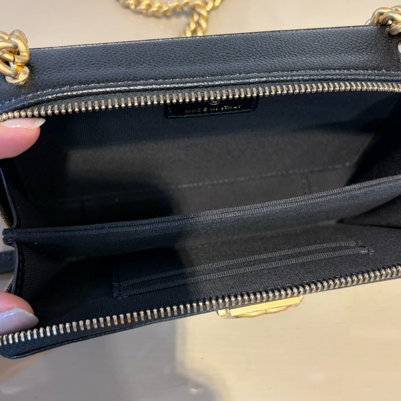 Chanel 黑荔枝牛皮BoyWoc斜背鏈包AP2756-8