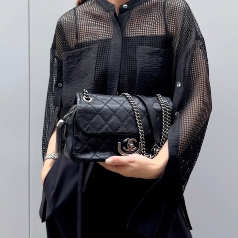 CHANEL香奈兒黑銀愛丁堡流蘇鏈條包💍💍