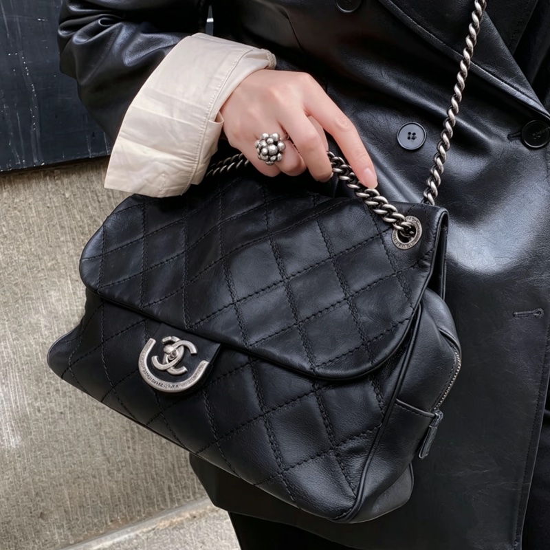 CHANEL香奈兒黑銀愛丁堡流蘇鏈條包💍💍-8