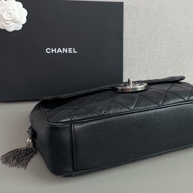 CHANEL香奈兒黑銀愛丁堡流蘇鏈條包💍💍-13