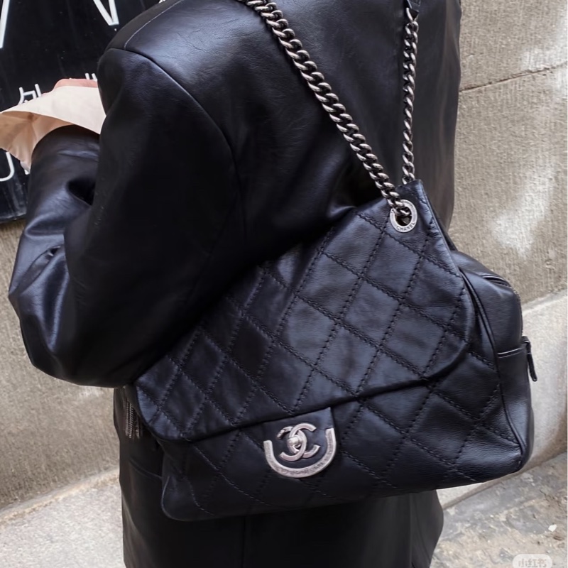 CHANEL香奈兒黑銀愛丁堡流蘇鏈條包💍💍-17