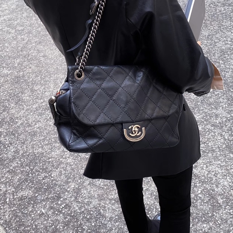 CHANEL香奈兒黑銀愛丁堡流蘇鏈條包💍💍-18