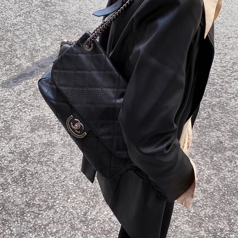CHANEL香奈兒黑銀愛丁堡流蘇鏈條包💍💍-19