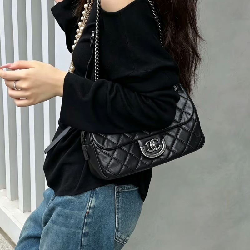 CHANEL香奈兒黑銀愛丁堡流蘇鏈條包💍💍-25
