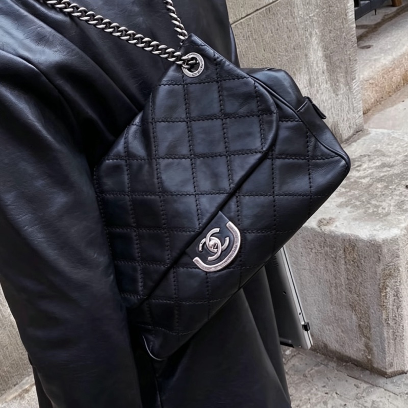 CHANEL香奈兒黑銀愛丁堡流蘇鏈條包💍💍-28
