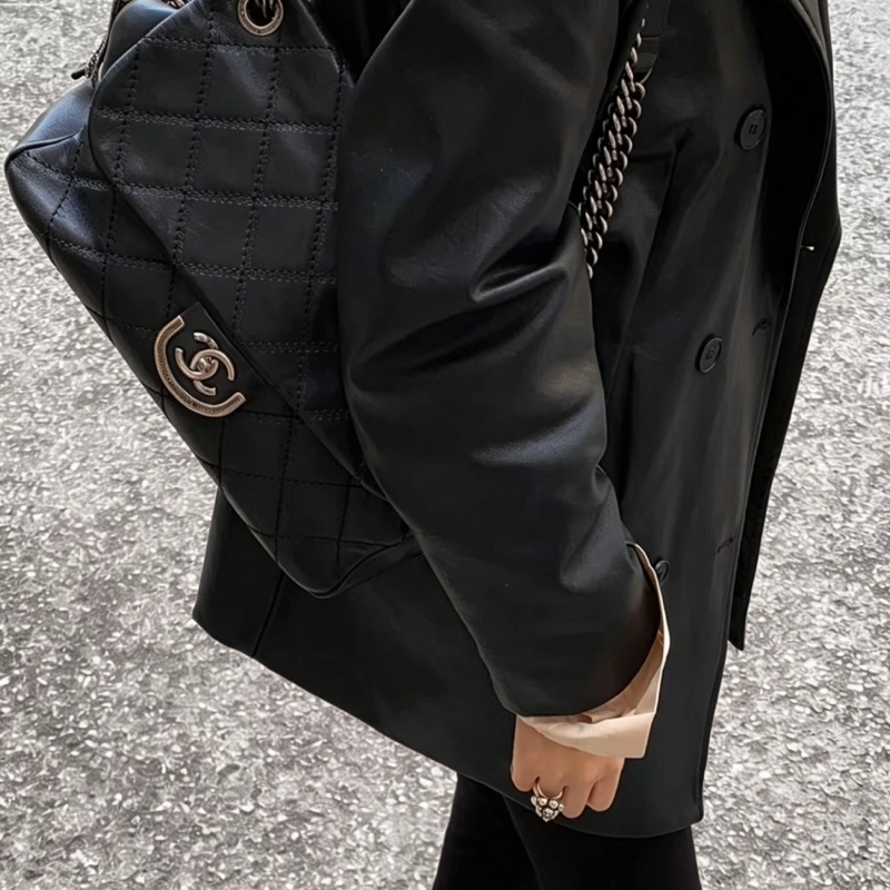 CHANEL香奈兒黑銀愛丁堡流蘇鏈條包💍💍-29