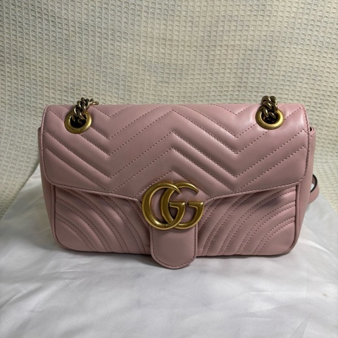 古馳 Gucci GG Marmont 馬蒙26粉色鏈條包