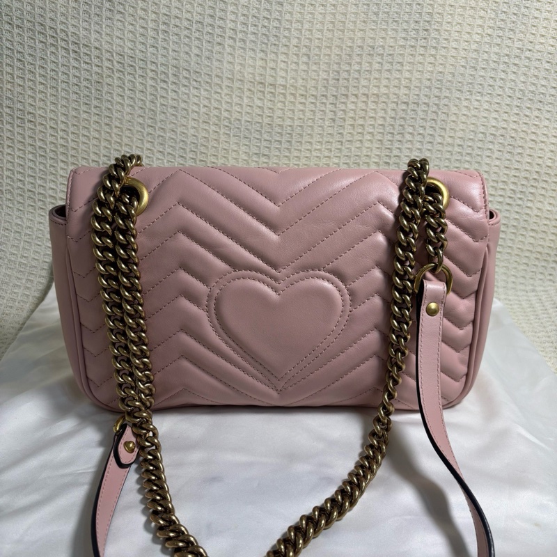 古馳 Gucci GG Marmont 馬蒙26粉色鏈條包-3