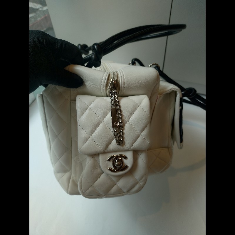 Chanel 黑白熊貓對色康朋多口袋機車包-4