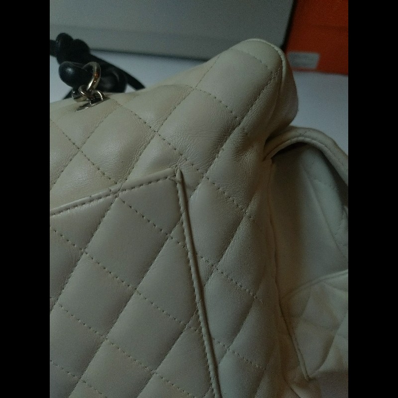 Chanel 黑白熊貓對色康朋多口袋機車包-8