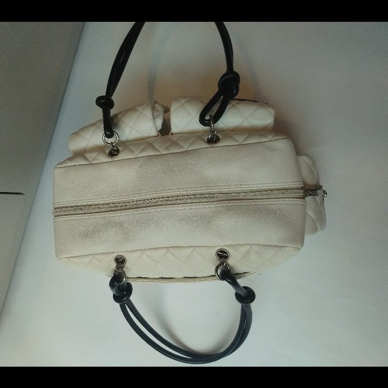 Chanel 黑白熊貓對色康朋多口袋機車包-10