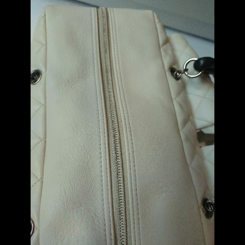 Chanel 黑白熊貓對色康朋多口袋機車包-13