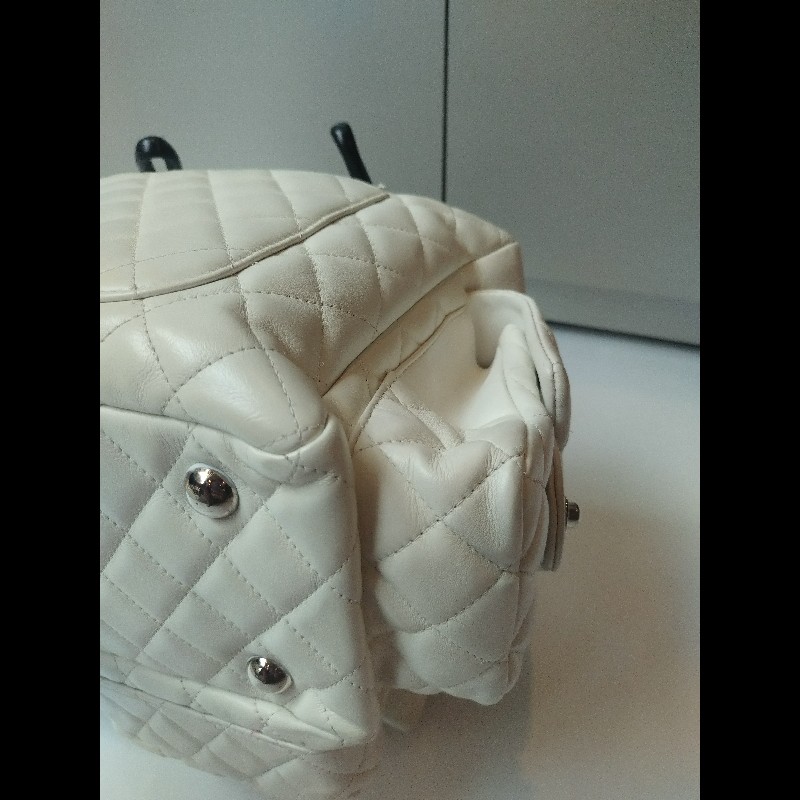Chanel 黑白熊貓對色康朋多口袋機車包-16
