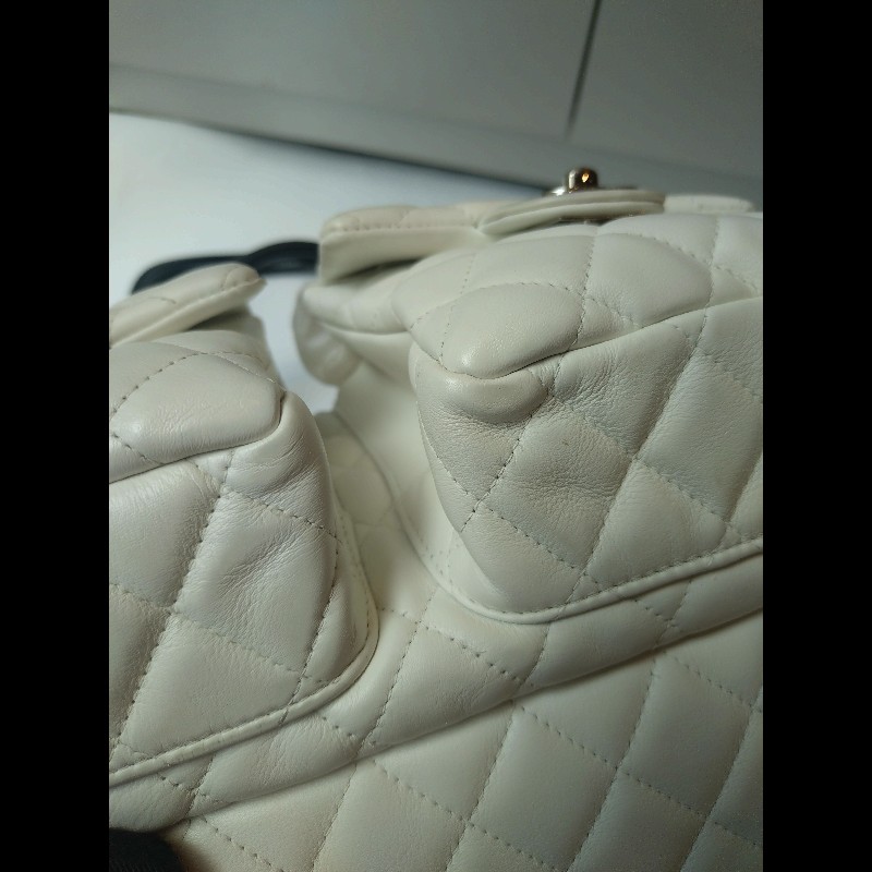 Chanel 黑白熊貓對色康朋多口袋機車包-18