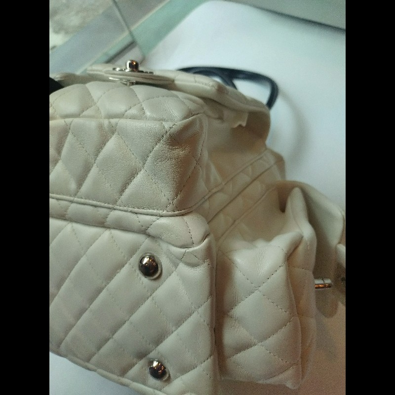 Chanel 黑白熊貓對色康朋多口袋機車包-20