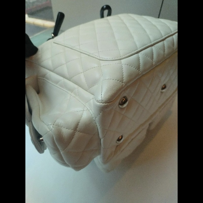 Chanel 黑白熊貓對色康朋多口袋機車包-21