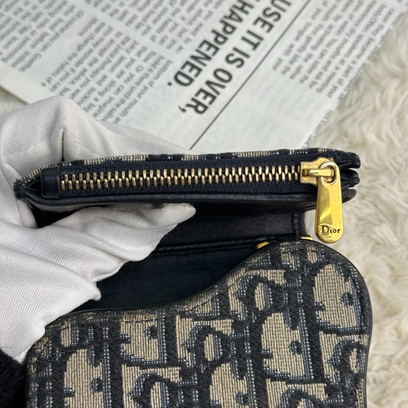 Dior Lotus 馬鞍錢包 牛皮拼帆布-7