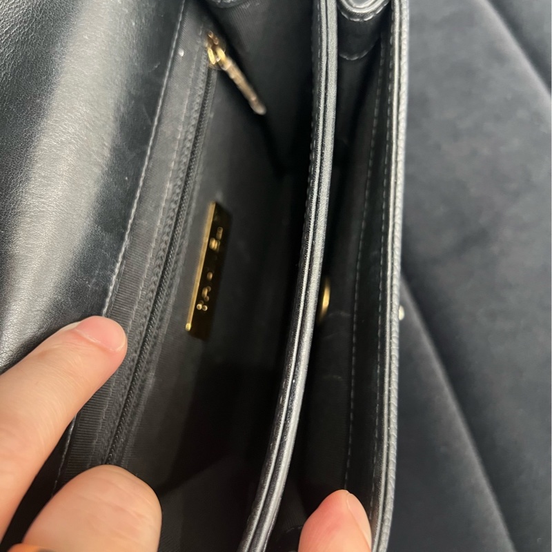 Chanel/香奈兒 孟買風琴郵差包 黑金中號 鐳射標28開 97新 底長22-7