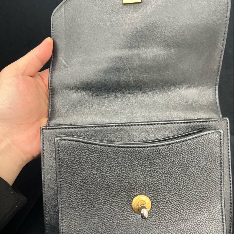 Chanel/香奈兒 孟買風琴郵差包 黑金中號 鐳射標28開 97新 底長22-8