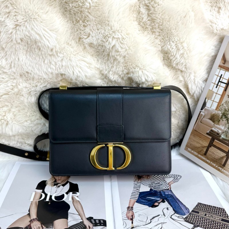 Dior 蒙田包 黑色 牛皮 中號 金扣-0