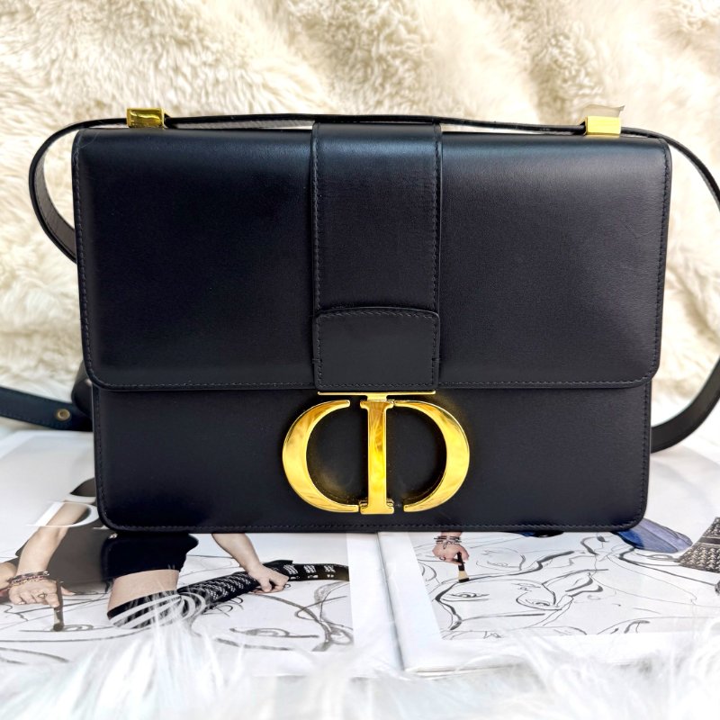 Dior 蒙田包 黑色 牛皮 中號 金扣-1