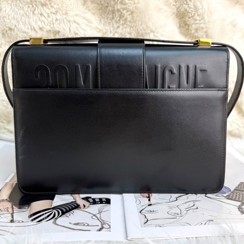 Dior 蒙田包 黑色 牛皮 中號 金扣-2