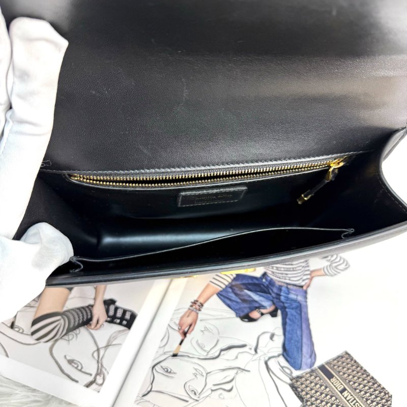 Dior 蒙田包 黑色 牛皮 中號 金扣-6