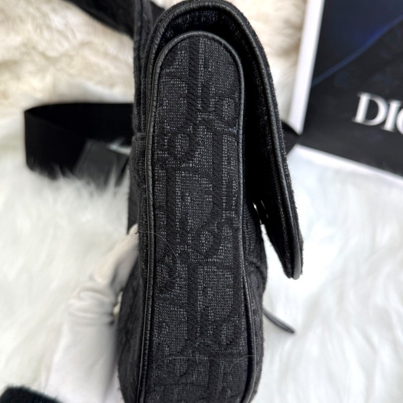 Dior Saddle 馬鞍包 黑色 老花 塗層帆布拼牛皮 按扣-3