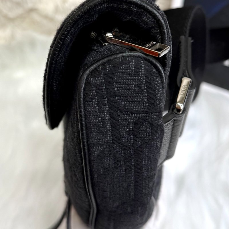 Dior Saddle 馬鞍包 黑色 老花 塗層帆布拼牛皮 按扣-4