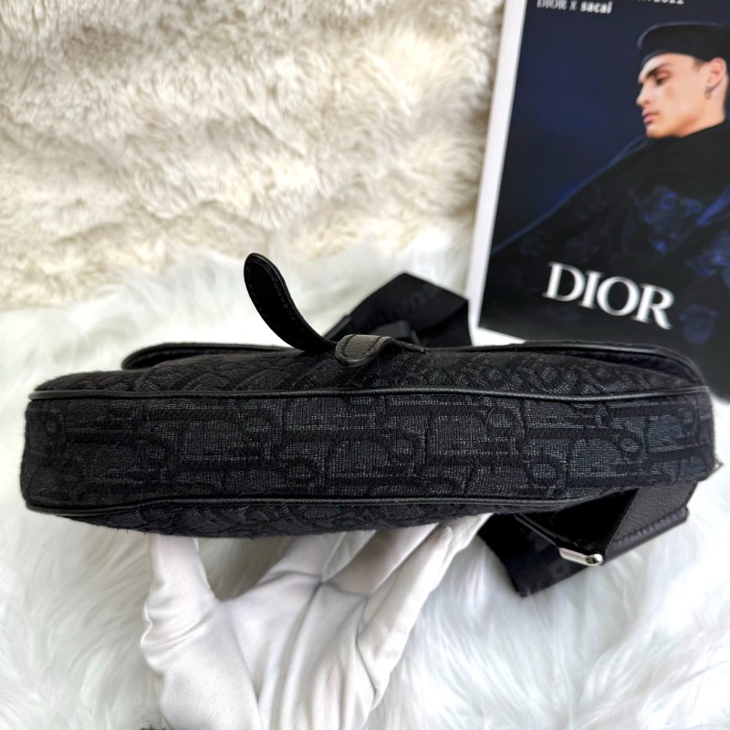 Dior Saddle 馬鞍包 黑色 老花 塗層帆布拼牛皮 按扣-5
