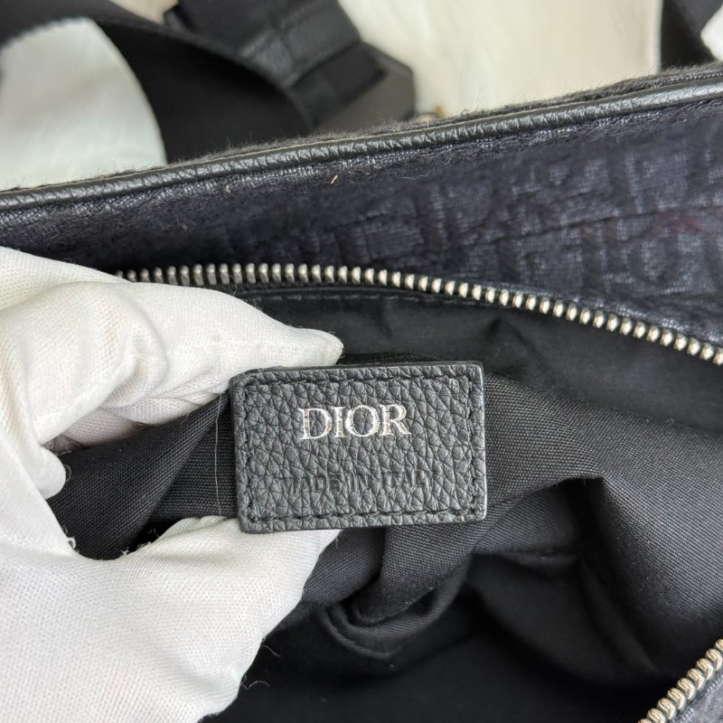 Dior Saddle 馬鞍包 黑色 老花 塗層帆布拼牛皮 按扣-7