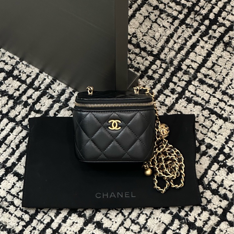 Chanel 香奈兒 黑金盒子 金球鏈條包 32開-0