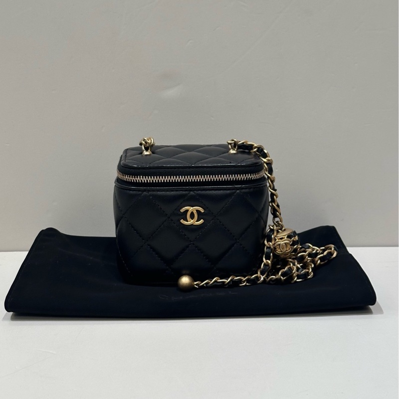 Chanel 香奈兒 黑金盒子 金球鏈條包 32開-1