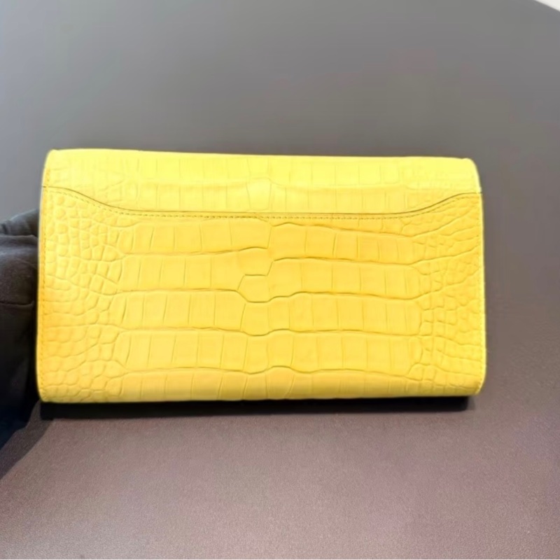 Hermes • Constance M9金盞花黃 銀釦霧面鱷魚皮長夾-4
